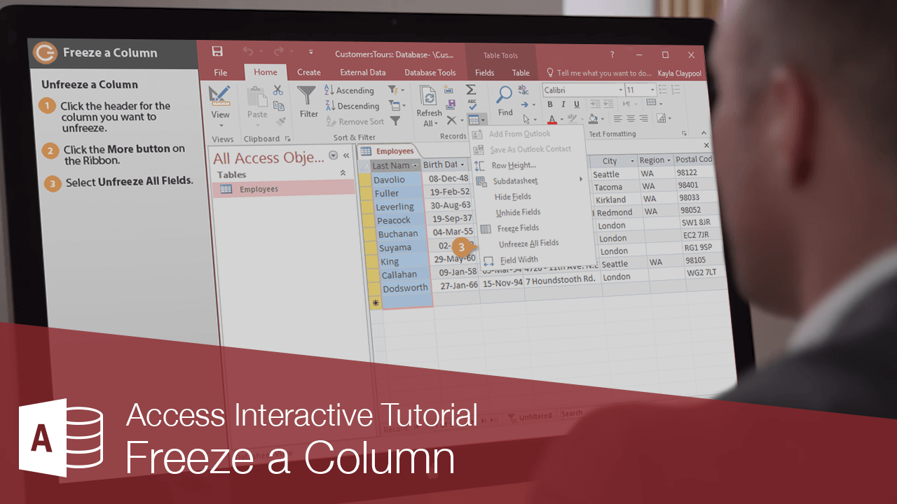 Freeze Column in Ms Access